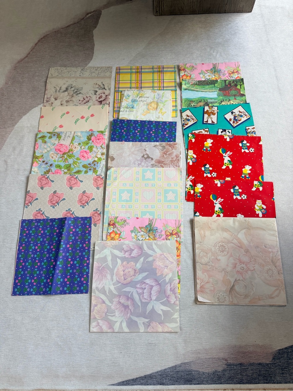 Vintage Multi-Pattern wrapping paper and tissue paper. Assortment. 1980’s